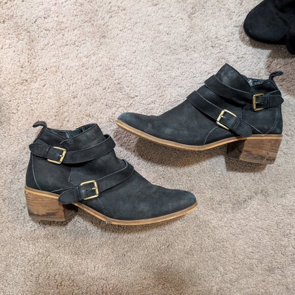 Black Buckled Ankle Boots - Picture 1 of 7